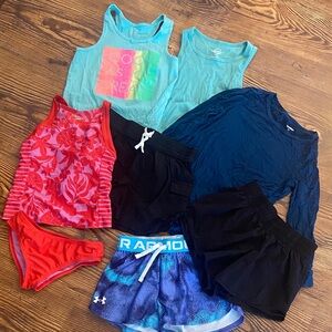 Summer bundle tanks(2), shorts(3), Speedo Swim Suit Under Armor Size 7/8